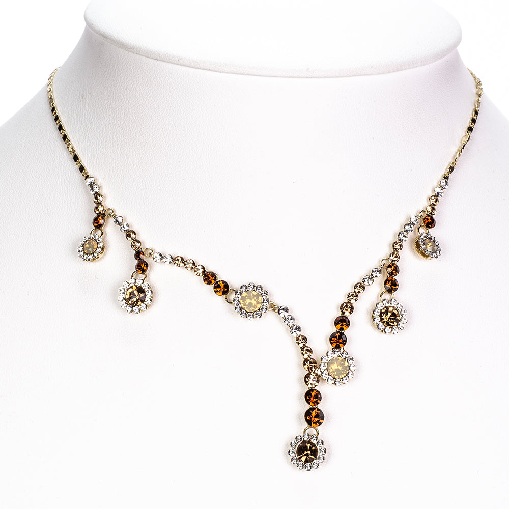 Set din Aliaj Placat cu Aur cu Perlă de cristal și Cristal Alb Emporia® ( Colier+Cercei ) 2 