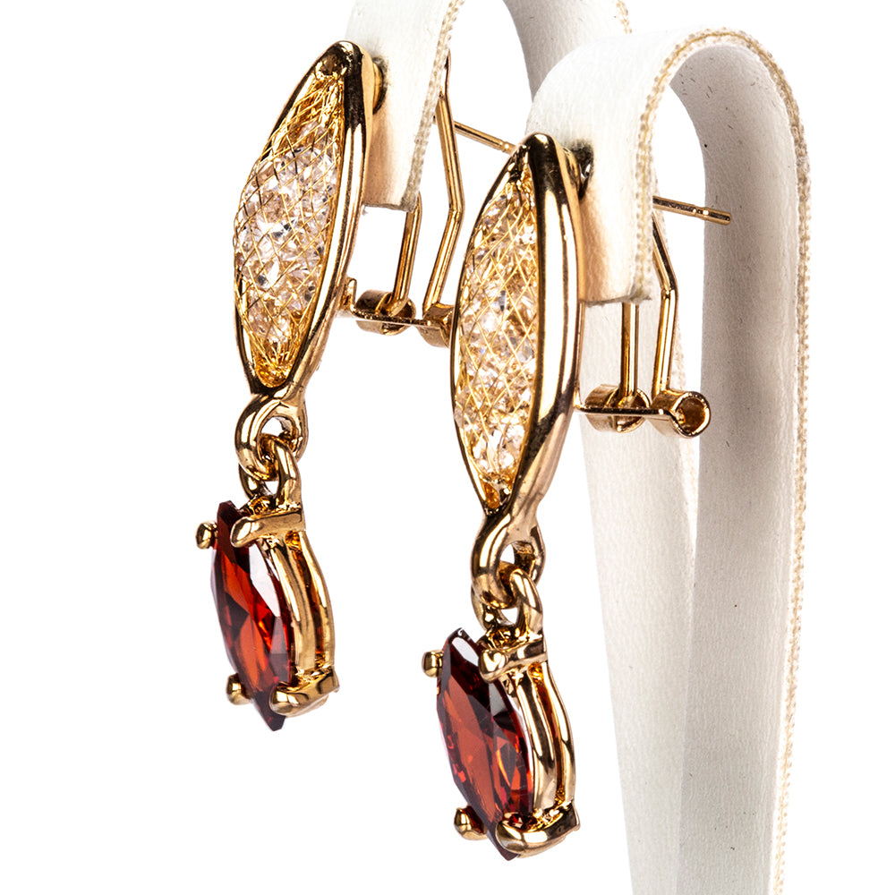 Set din Aliaj Placat cu Aur cu Cristal Roșu Emporia® ( Colier+Cercei )