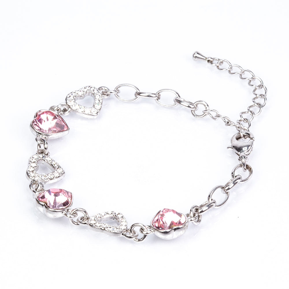 Set din Aliaj Placat cu Aur cu Cristal Alb Emporia® și Cristal Roz Emporia® ( Cercei+Brățară )