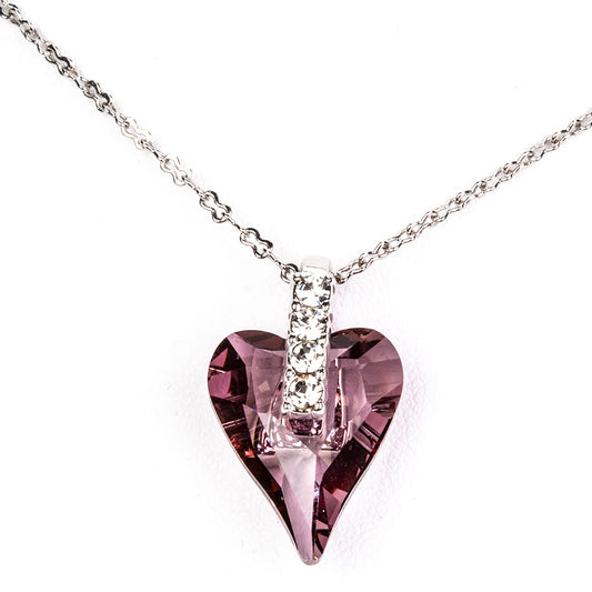 Set din Aliaj Placat cu Aur cu Cristal Violet Emporia® ( Cercei+Pandantiv )