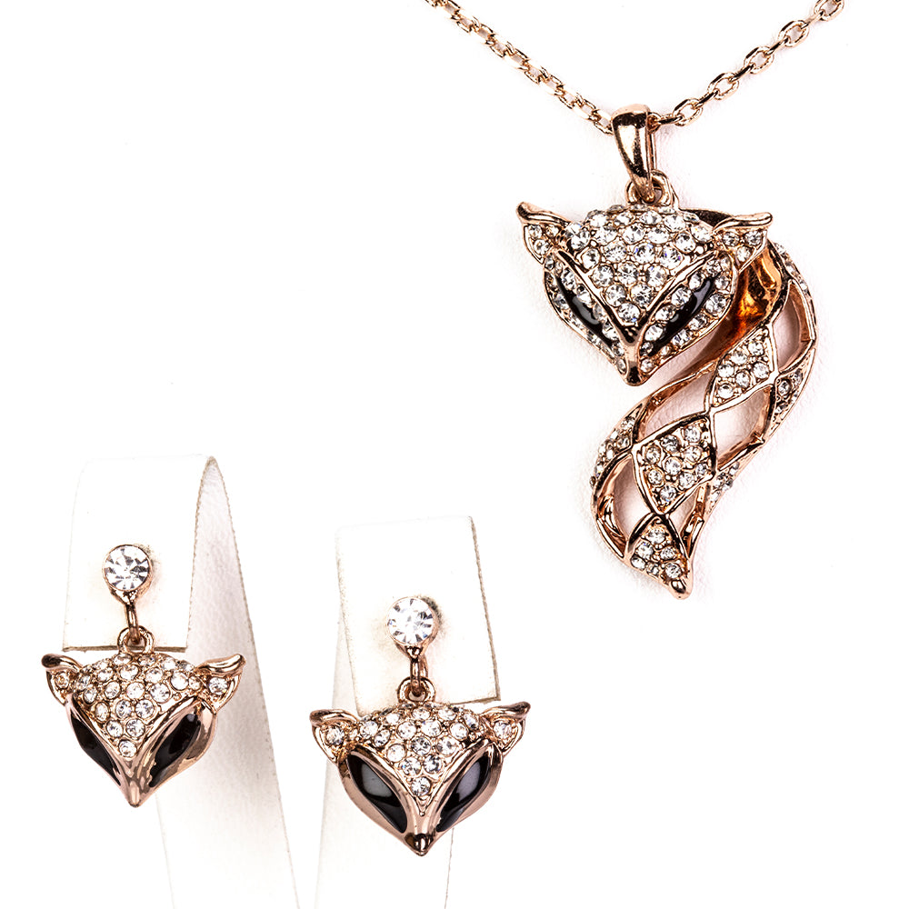 Set din Aliaj Placat cu Aur cu Cristal Alb Emporia® ( Colier+Cercei ) 1 
