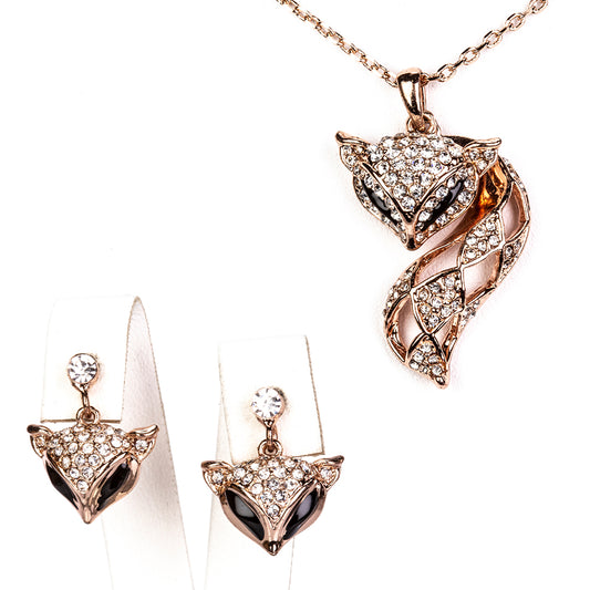 Set din Aliaj Placat cu Aur cu Cristal Alb Emporia® ( Colier+Cercei )