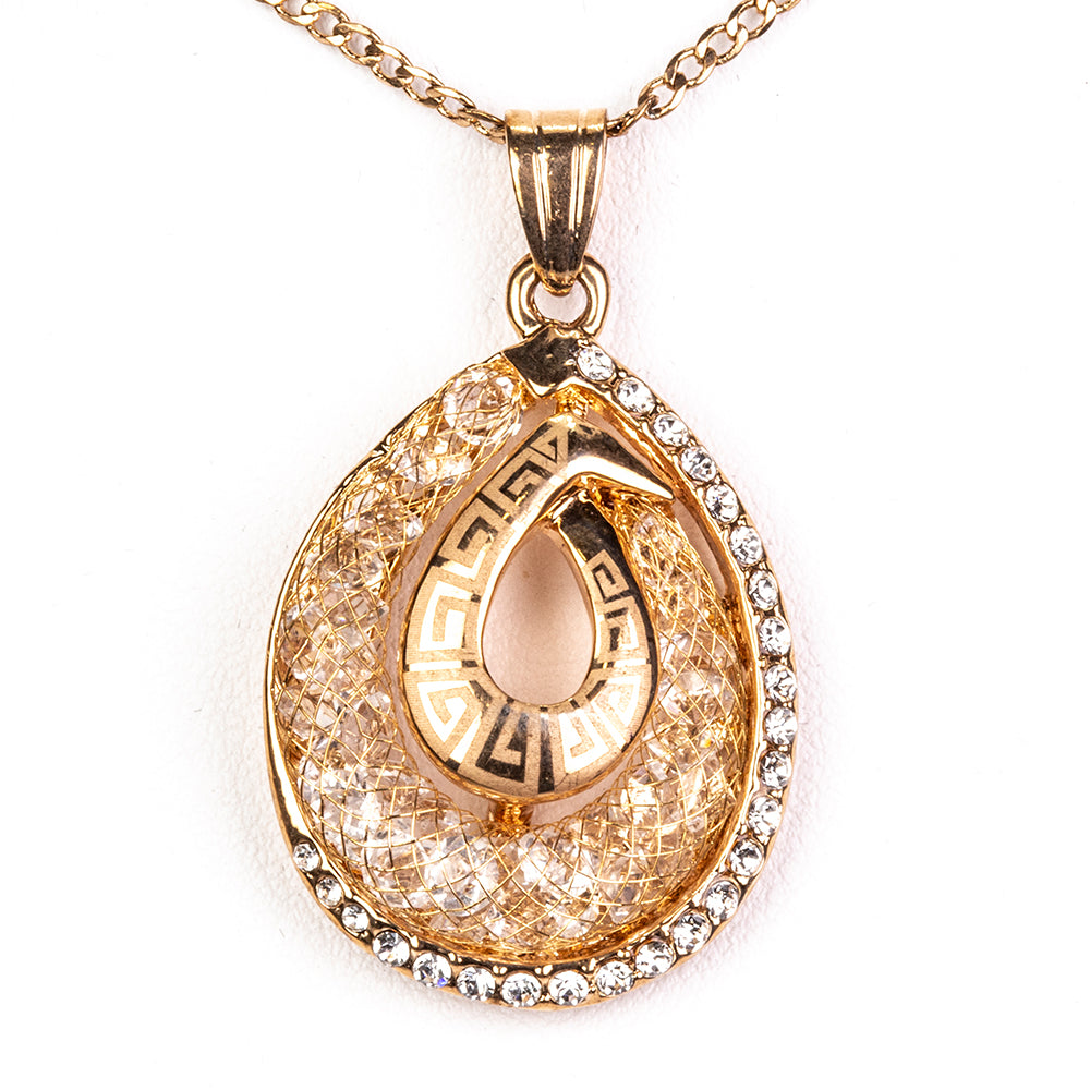 Set din Aliaj Placat cu Aur cu Cristal Alb Emporia® ( Colier+Cercei ) 2 