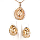 Set din Aliaj Placat cu Aur cu Cristal Alb Emporia® ( Colier+Cercei )