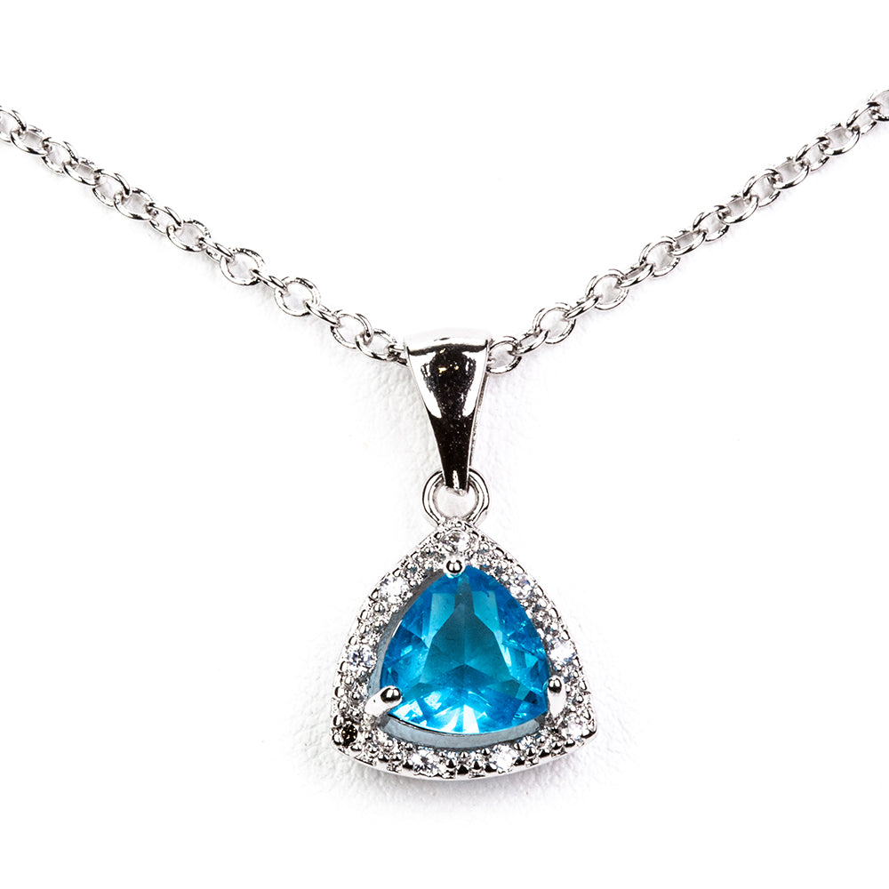 Set din Aliaj Placat cu Aur cu Cristal Albastru Emporia® ( Colier+Cercei+Inel )
