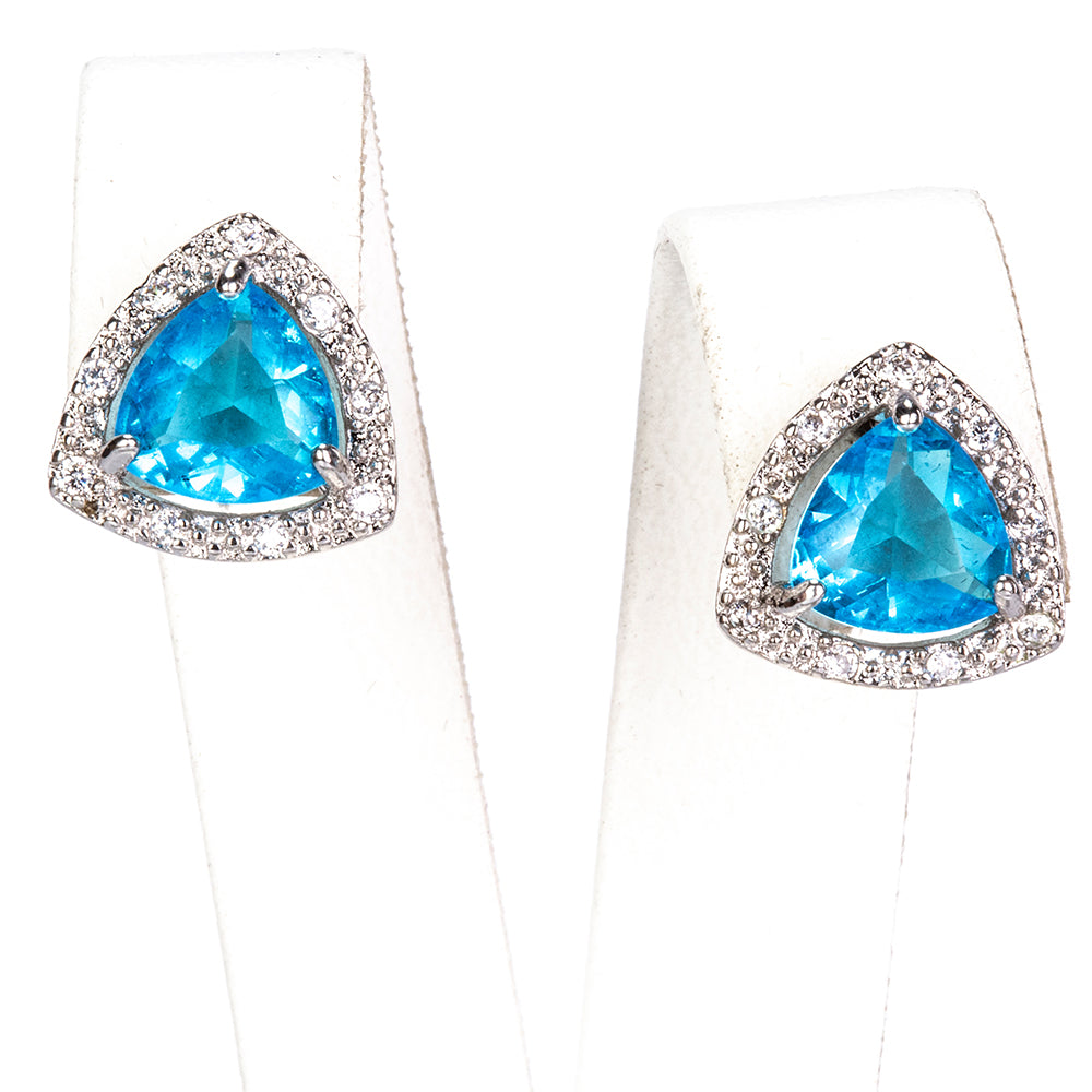 Set din Aliaj Placat cu Aur cu Cristal Albastru Emporia® ( Colier+Cercei+Inel )
