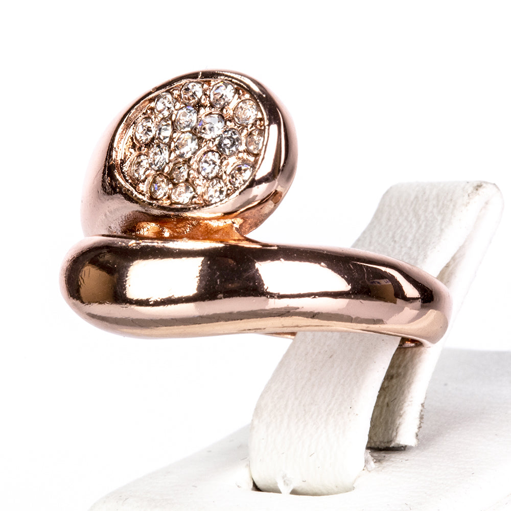 Set din Aliaj Placat cu Aur cu Cristal Alb Emporia® ( Colier+Cercei+Inel )