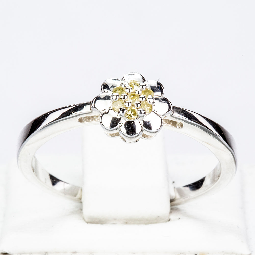 Inel din Argint 925 ( 2.15 grame ) cu Diamant Galben 0.06 Carate 6 