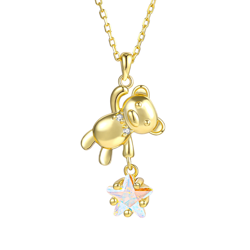 Colier din Aliaj Placat cu Aur ( 10 grame ) cu Cristal Alb Emporia® 1 