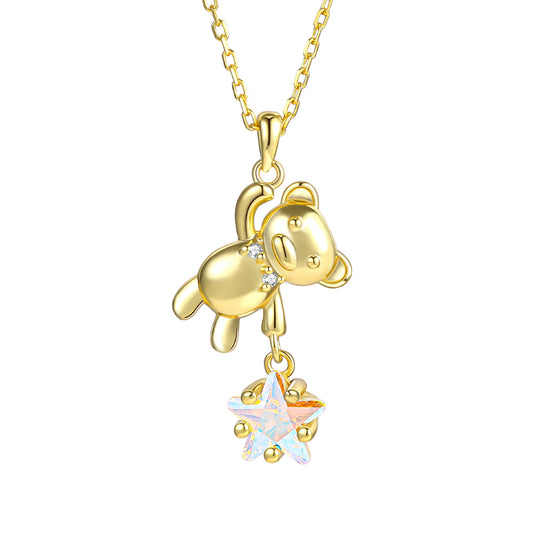 Colier din Aliaj Placat cu Aur ( 10 grame ) cu Cristal Alb Emporia®