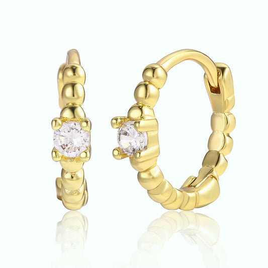 Cercei din Aliaj Placat cu Aur ( 10 grame ) cu Cristal Alb Emporia®