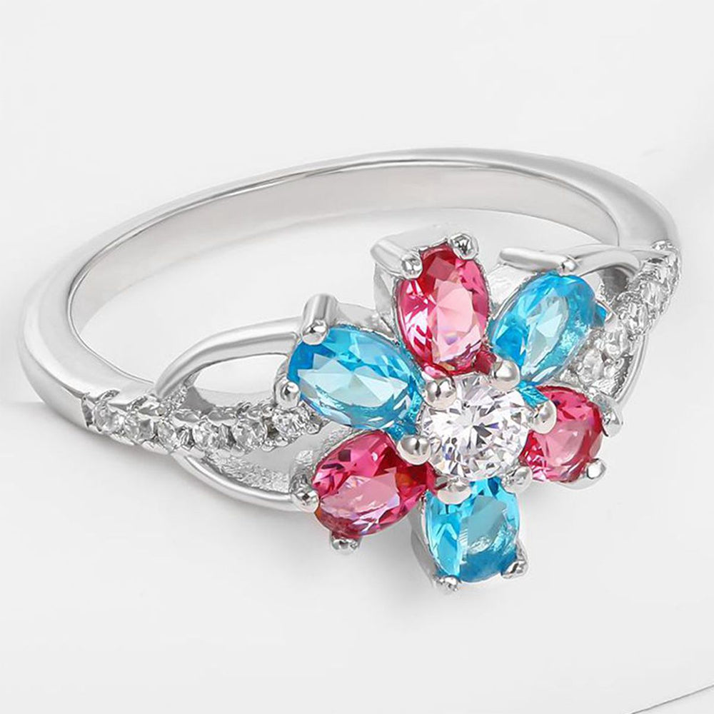 Inel din Aliaj Placat cu Aur cu Cristal Roșu Emporia® și Cristal Albastru Emporia® 1 