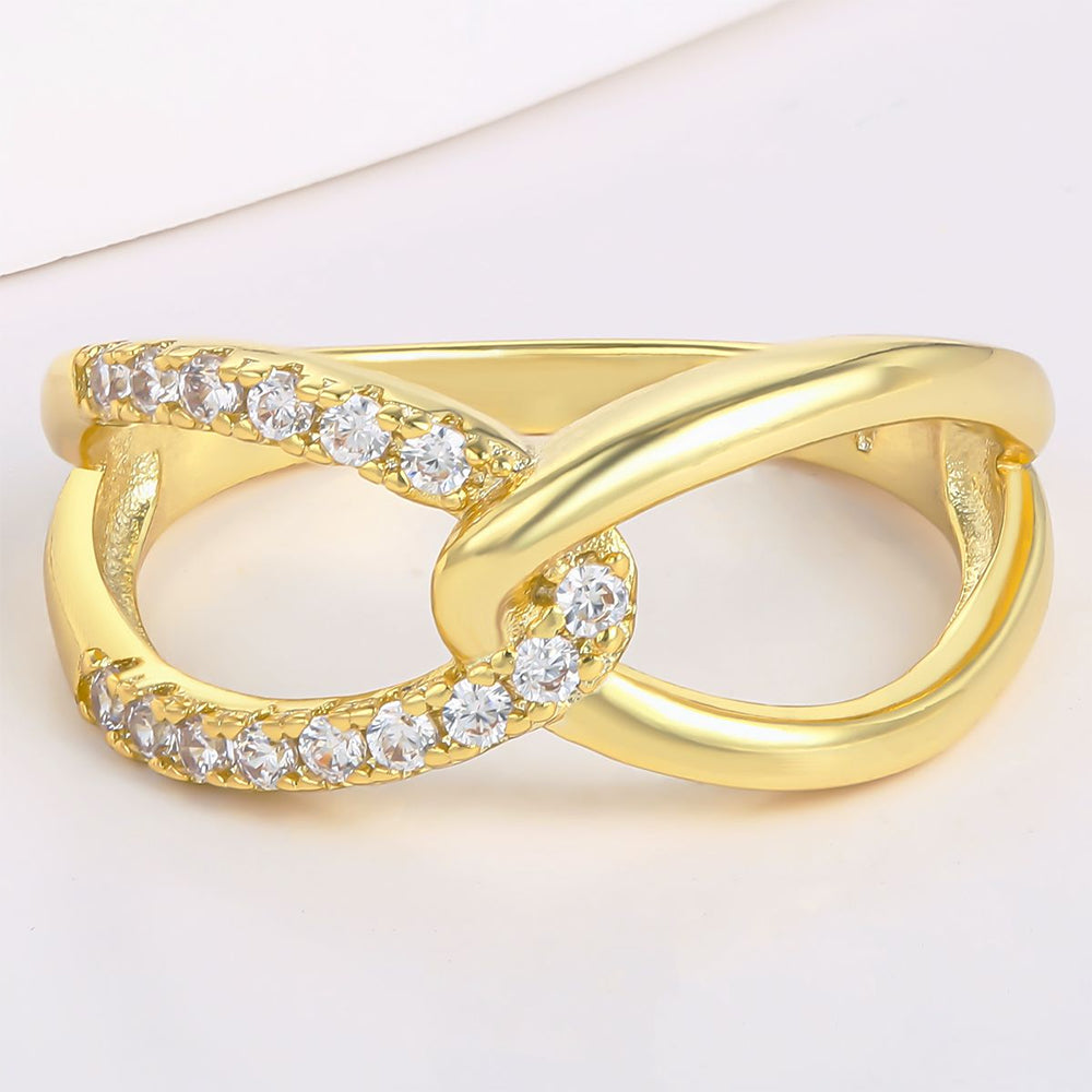 Inel din Aliaj Placat cu Aur cu Cristal Alb Emporia® 1 