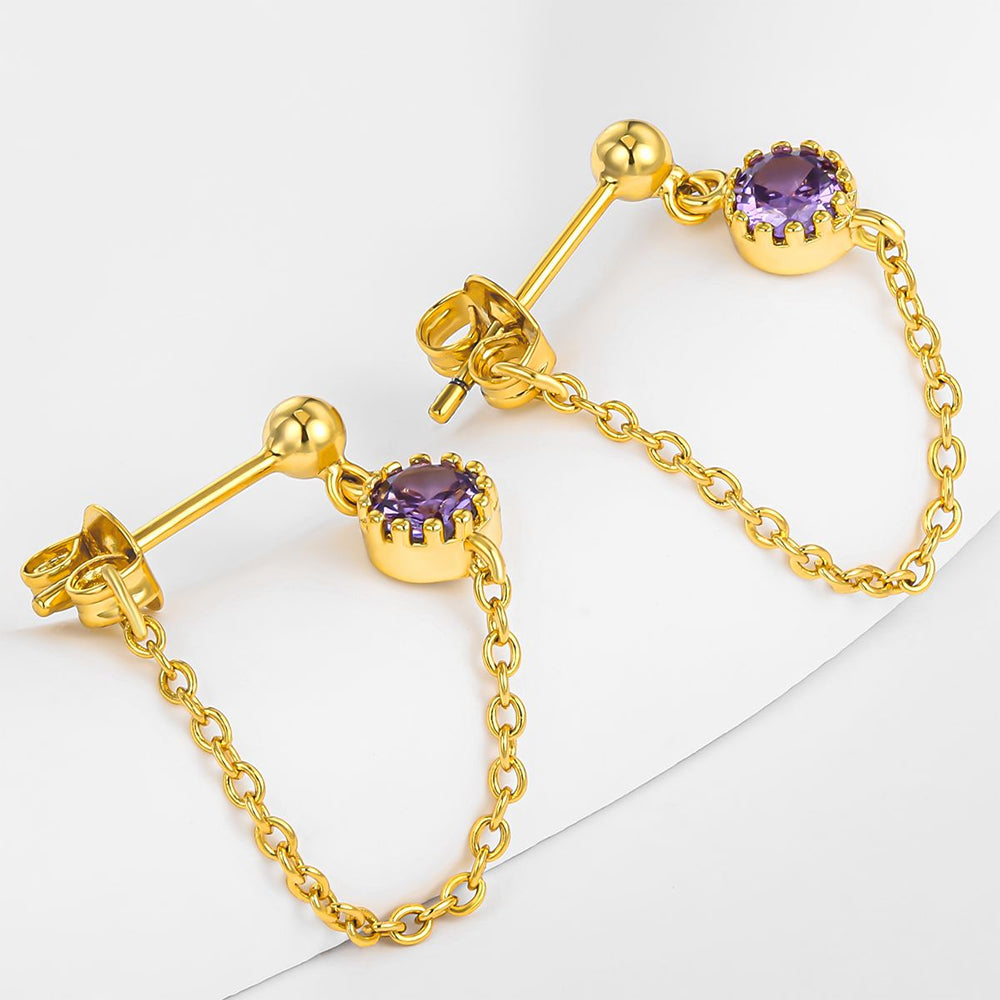 Cercei din Aliaj Placat cu Aur cu Cristal Violet Emporia® 1 