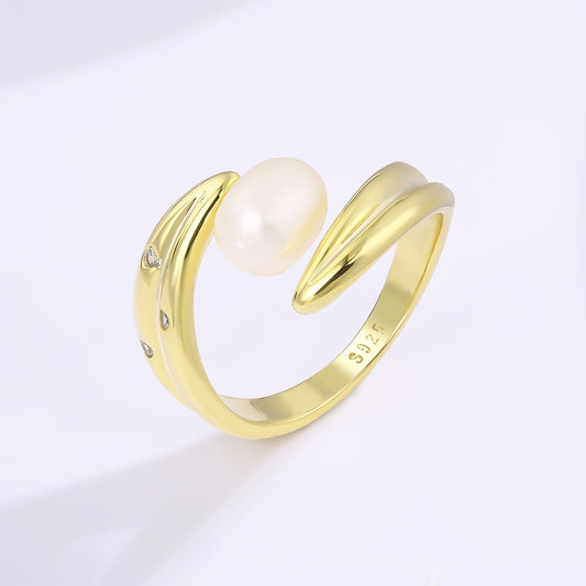 Inel din Aliaj Placat cu Aur ( 10 grame ) cu Perlă de cristal