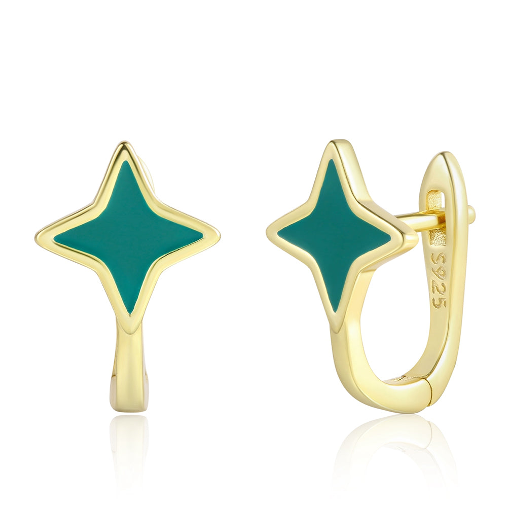 Cercei din Aliaj Placat cu Aur cu Cristal Verde Emporia®