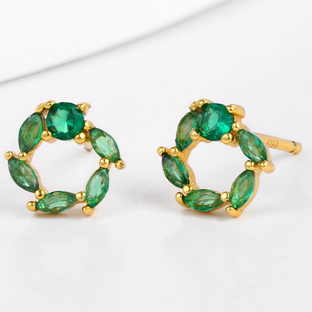 Cercei din Aliaj Placat cu Aur cu Cristal Verde Emporia® 1 