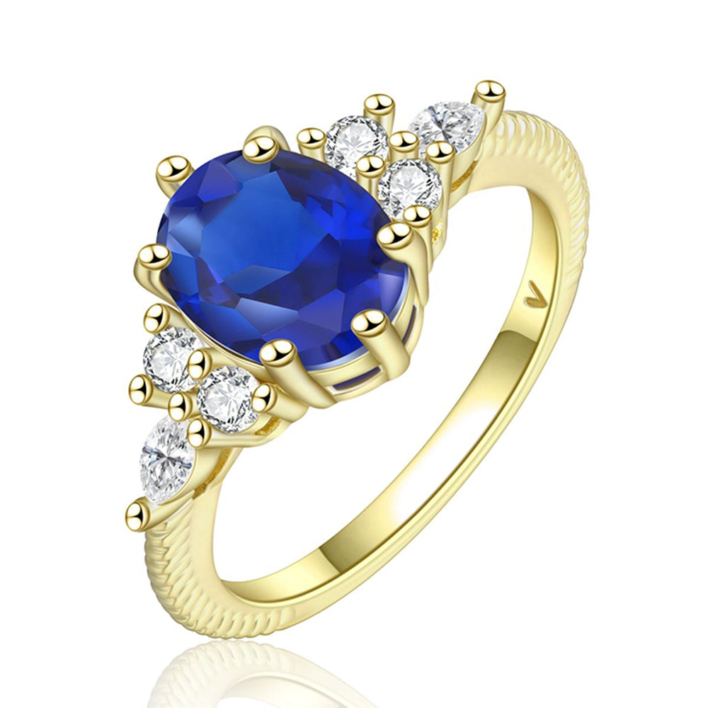 Inel din Aliaj Placat cu Aur cu Cristal Albastru Emporia® și Cristal Alb Emporia® 1 