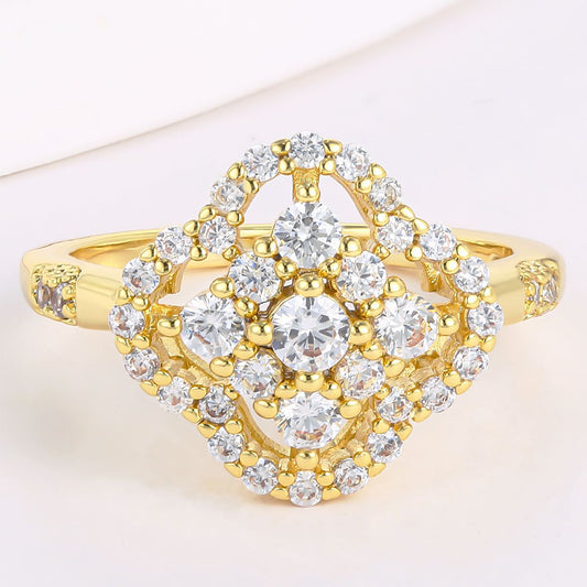 Inel din Aliaj Placat cu Aur ( 10 grame ) cu Cristal Alb Emporia®