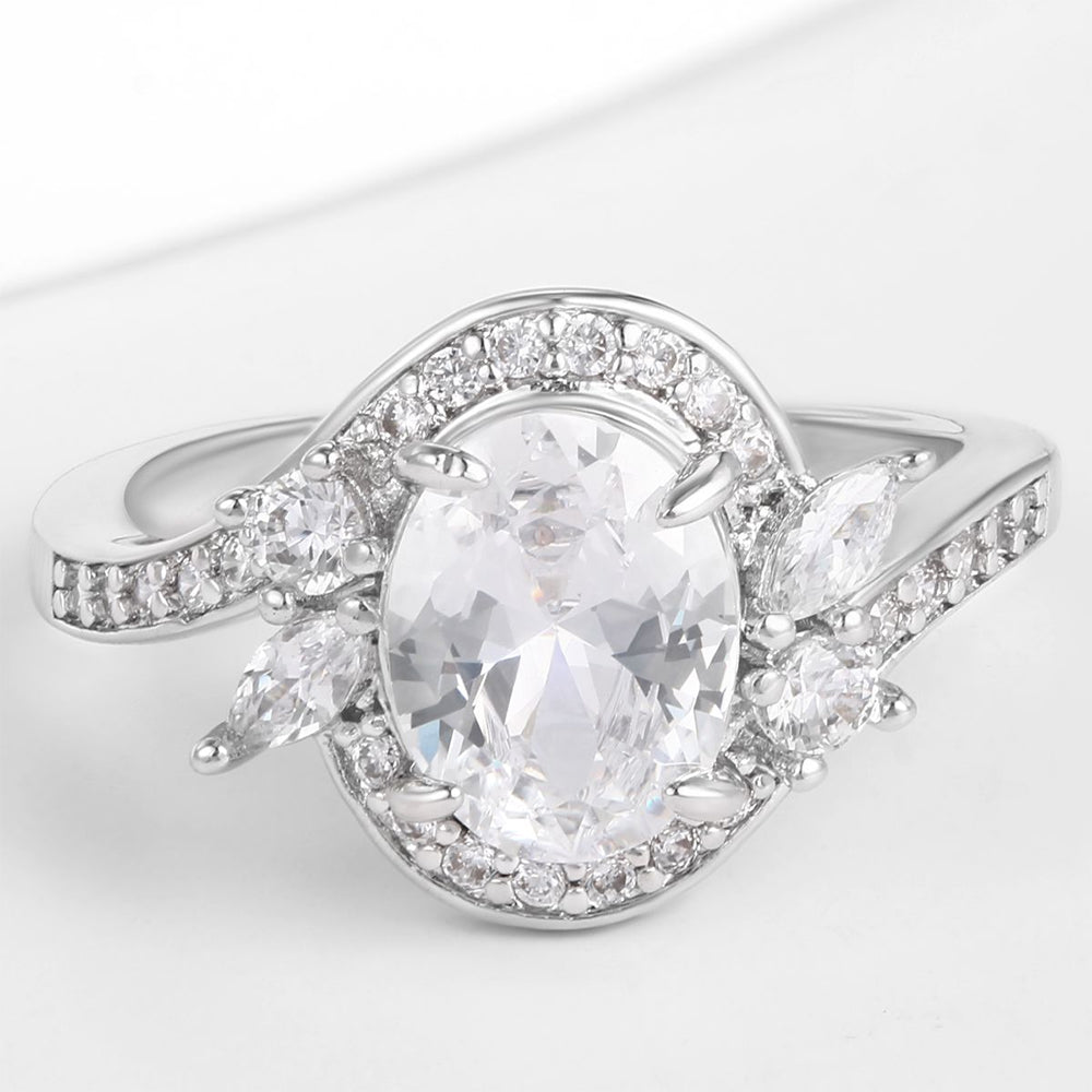 Inel din Aliaj Placat cu Aur ( 10 grame ) cu Cristal Alb Emporia® 1 