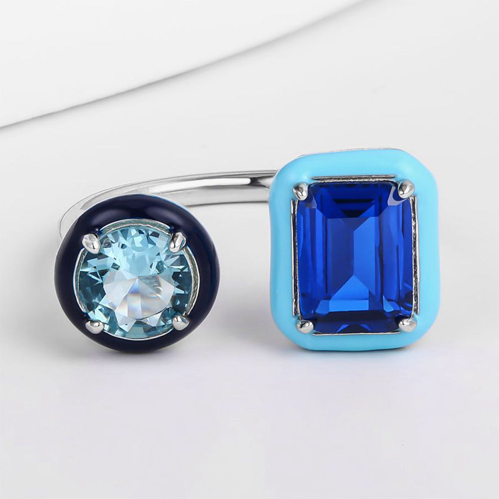 Inel din Aliaj Placat cu Aur ( 10 grame ) cu Cristal Albastru Emporia® 1 
