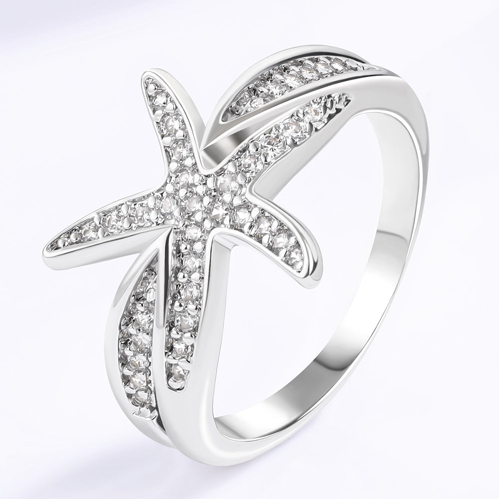 Inel din Aliaj Placat cu Aur ( 10 grame ) cu Cristal Alb Emporia® 1 