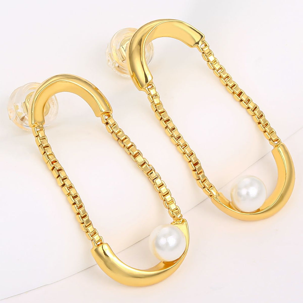 Cercei din Aliaj Placat cu Aur ( 10 grame ) cu Perlă de cristal 1 