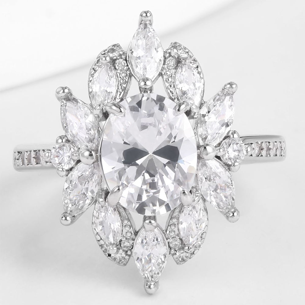 Inel din Aliaj Placat cu Aur ( 10 grame ) cu Cristal Alb Emporia® 1 