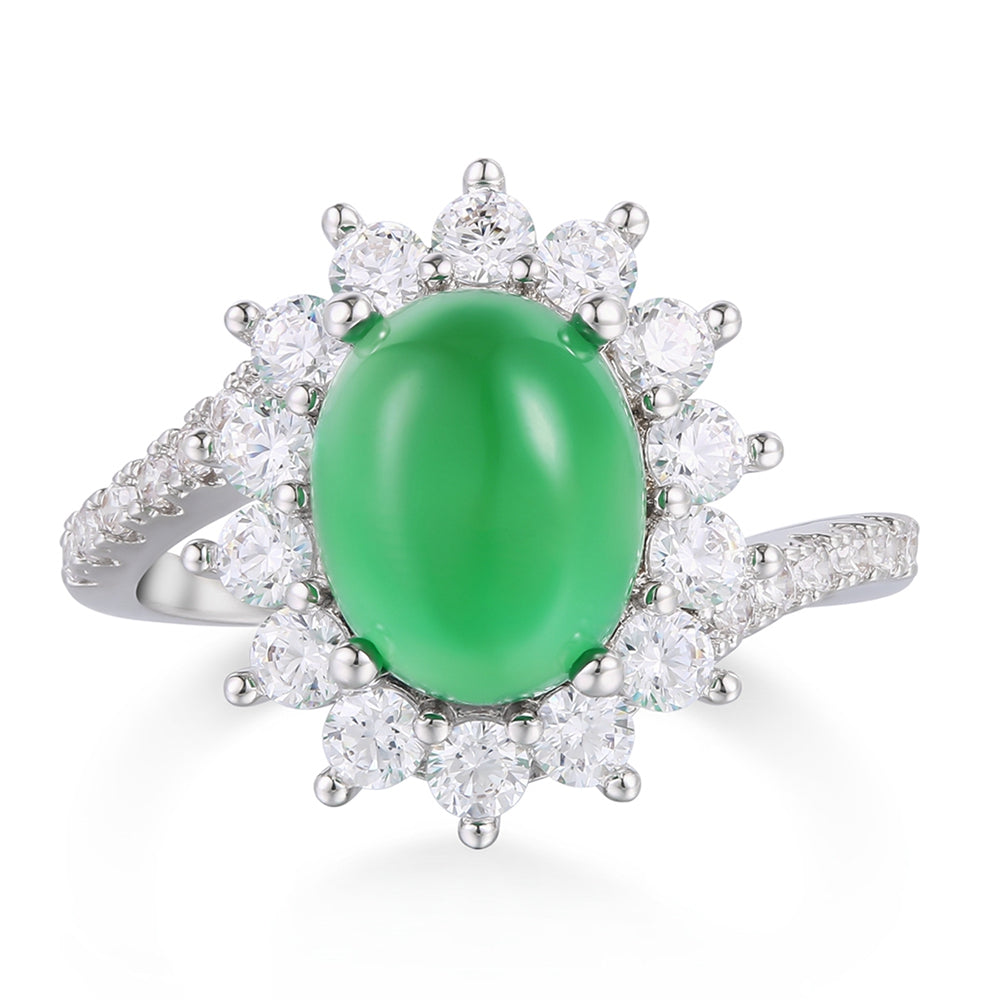 Inel din Aliaj Placat cu Aur ( 10 grame ) cu Cristal Verde Emporia® și Cristal Alb Emporia® 1 