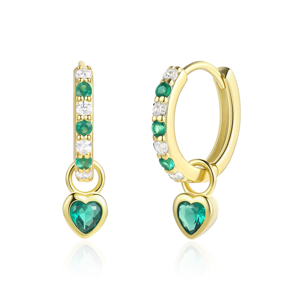 Cercei din Aliaj Placat cu Aur cu Cristal Verde Emporia® și Cristal Alb Emporia®