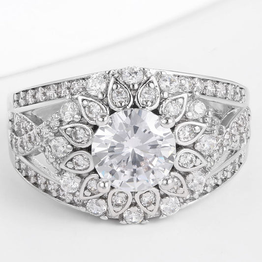 Inel din Aliaj Placat cu Aur ( 10 grame ) cu Cristal Alb Emporia®