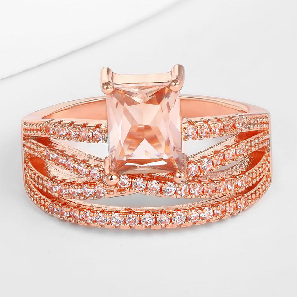 Inel din Aliaj Placat cu Aur ( 10 grame ) cu Cristal Alb Emporia® 1 