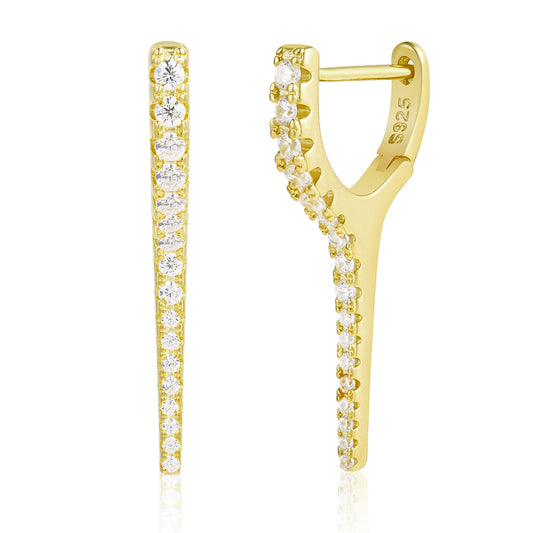 Cercei din Aliaj Placat cu Aur ( 10 grame ) cu Cristal Alb Emporia®