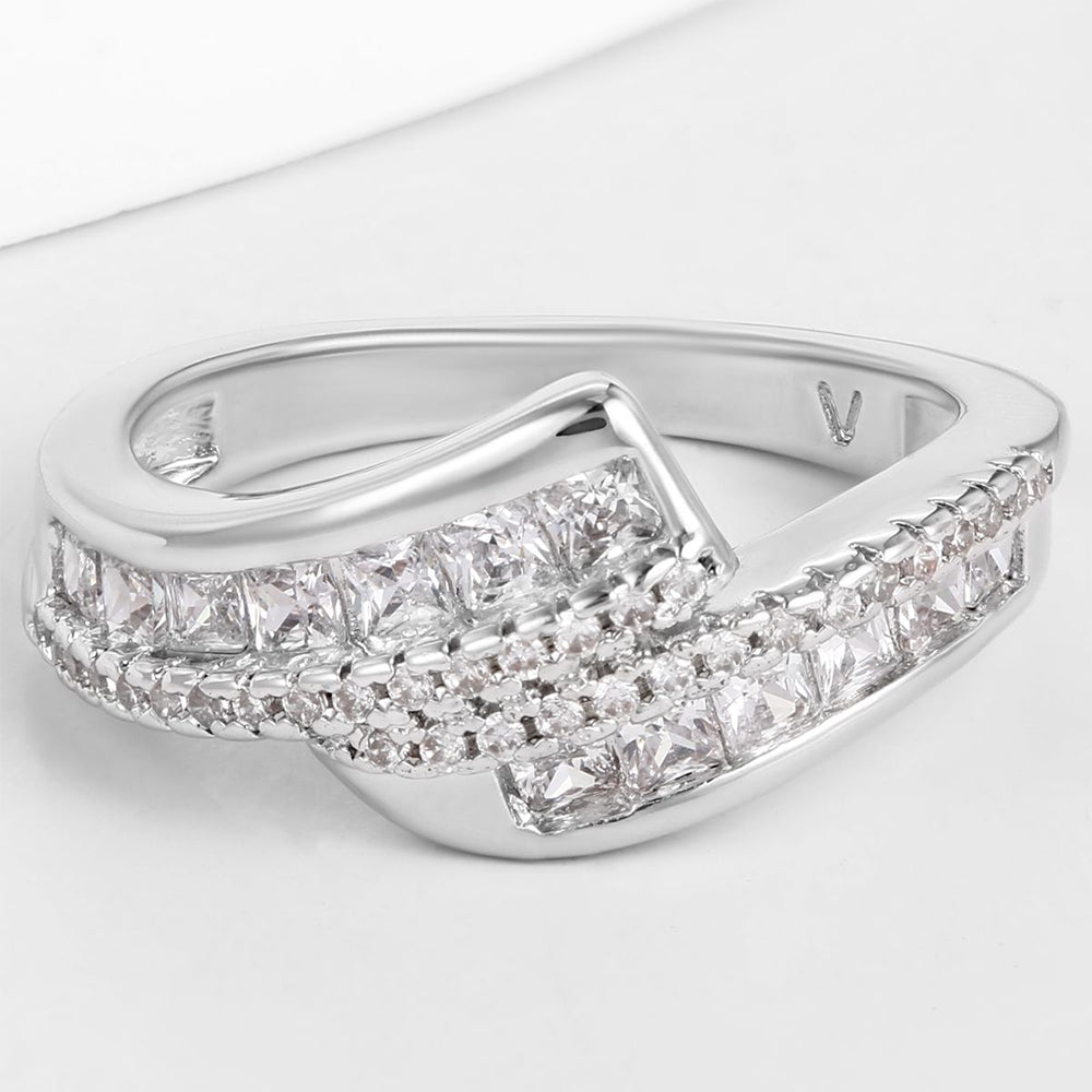 Inel din Aliaj Placat cu Aur cu Cristal Alb Emporia® 1 