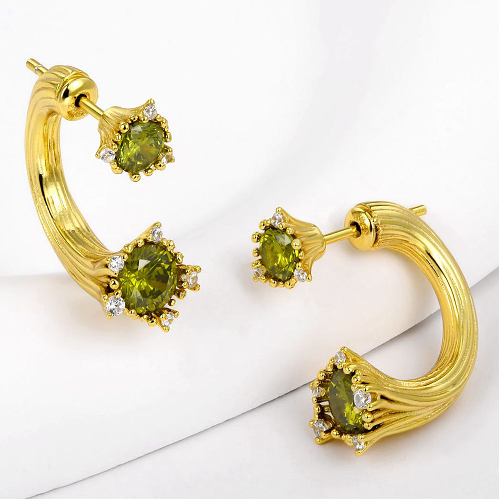 Cercei din Aliaj Placat cu Aur cu Cristal Verde Emporia®