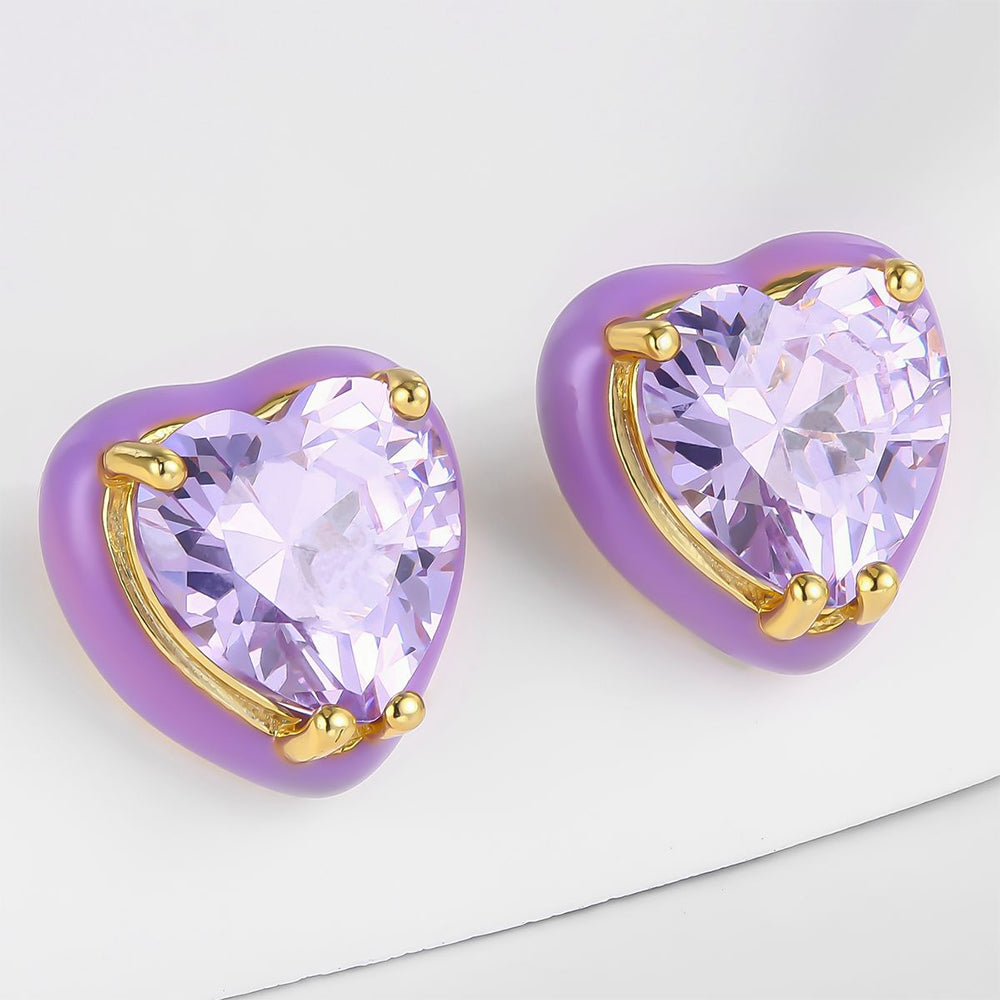 Cercei din Aliaj Placat cu Aur ( 10 grame ) cu Cristal Violet Emporia® 1 