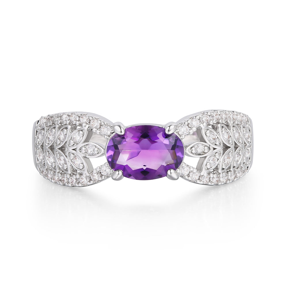 Inel din Aliaj Placat cu Aur ( 10 grame ) cu Cristal Violet Emporia® și Cristal Alb Emporia® 1 