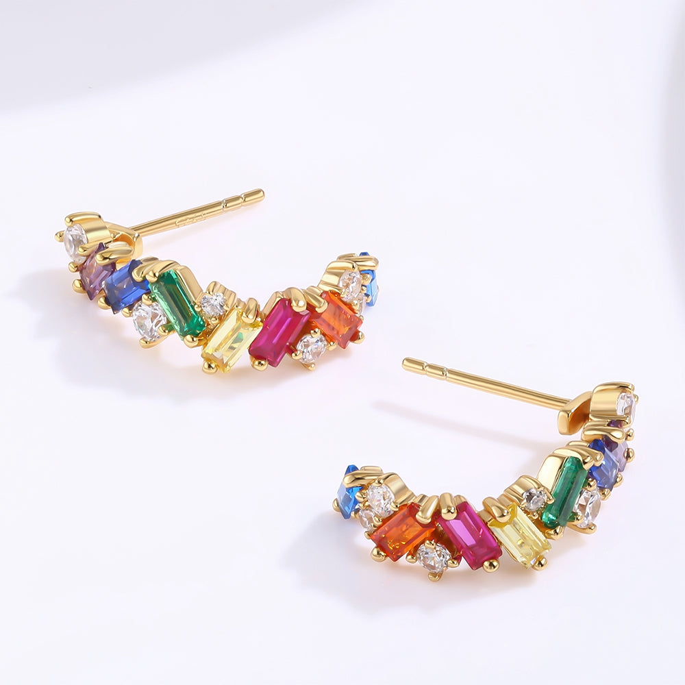 Cercei din Aliaj Placat cu Aur ( 10 grame ) cu Cristal Roșu Emporia® și Cristal Verde Emporia®