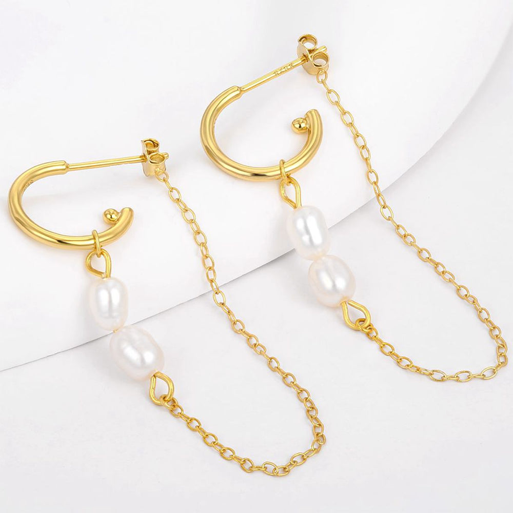 Cercei din Aliaj Placat cu Aur ( 10 grame ) cu Perlă de cristal 1 