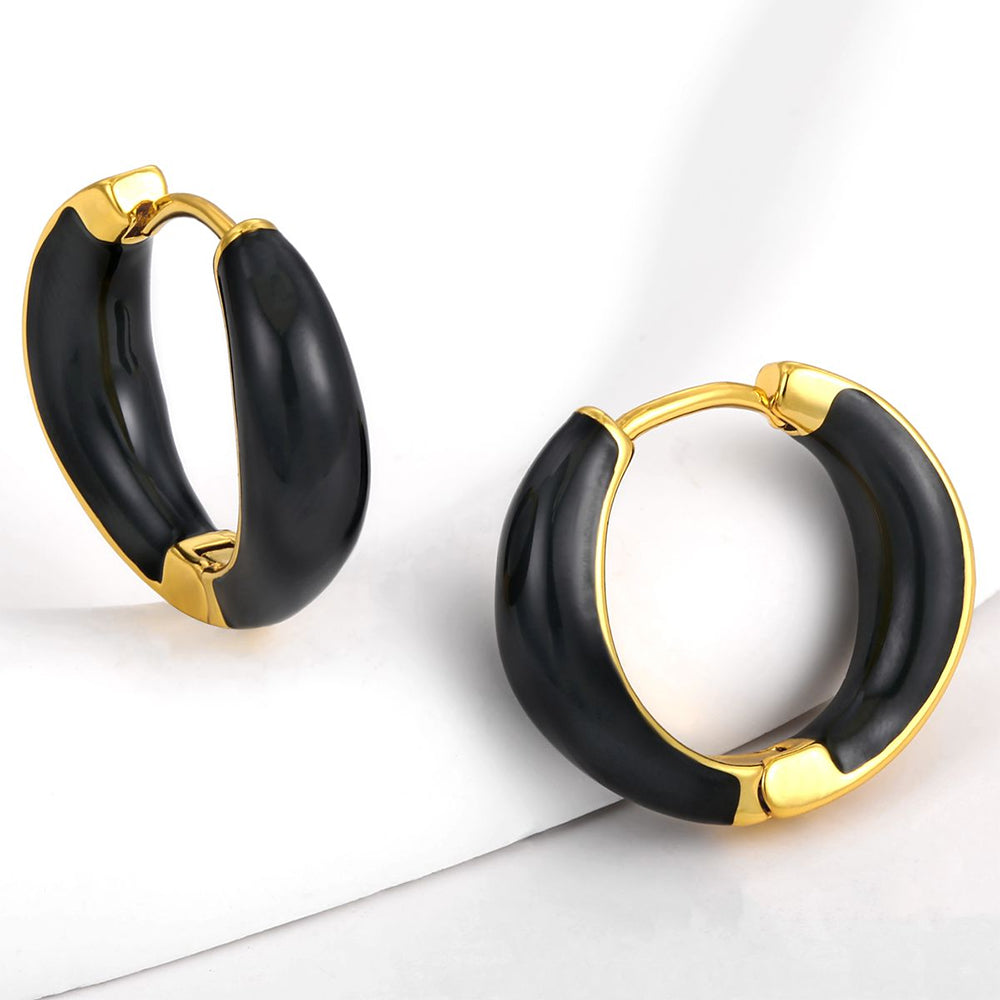 Cercei din Aliaj Placat cu Aur ( 10 grame ) cu Cristal Negru Emporia® 1 