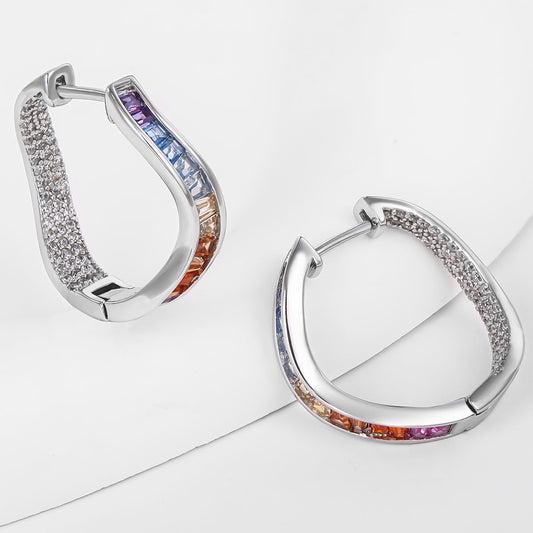 Cercei din Aliaj Placat cu Aur ( 10 grame ) cu Cristal Albastru Emporia® și Cristal Roșu Emporia®