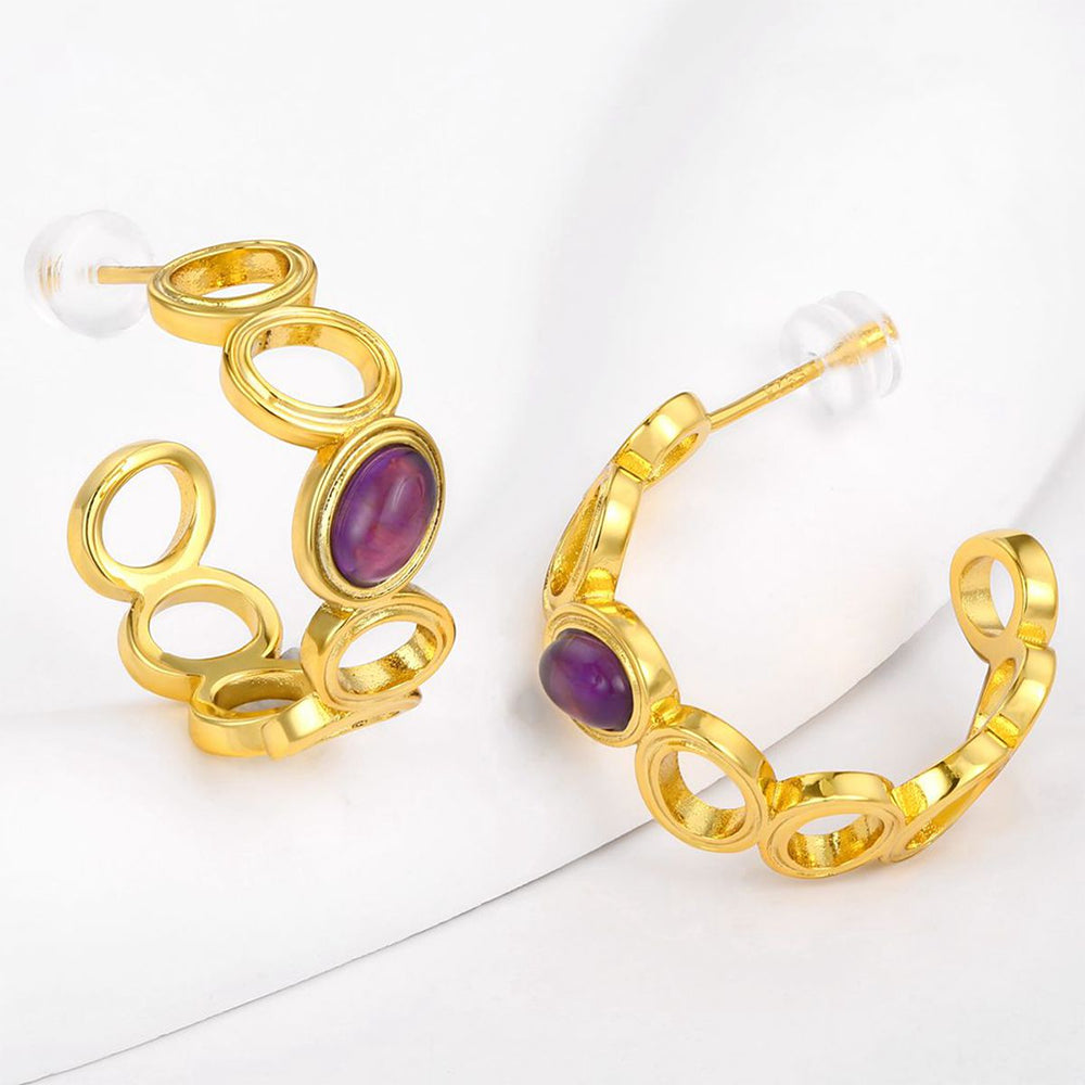 Cercei din Aliaj Placat cu Aur ( 10 grame ) cu Cristal Violet Emporia® 1 