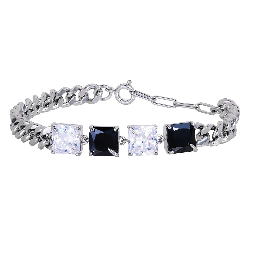 Brățară din Aliaj Placat cu Aur cu Cristal Alb Emporia® și Cristal Negru Emporia®