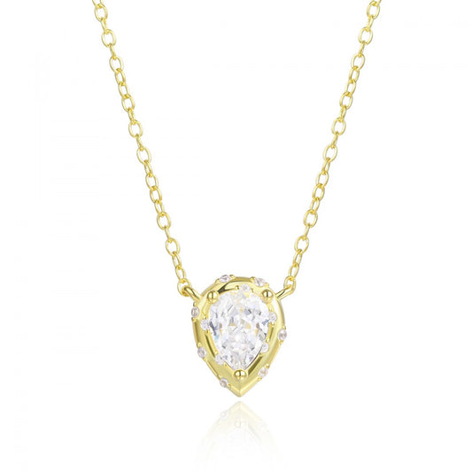 Colier din Aliaj Placat cu Aur cu Cristal Alb Emporia®