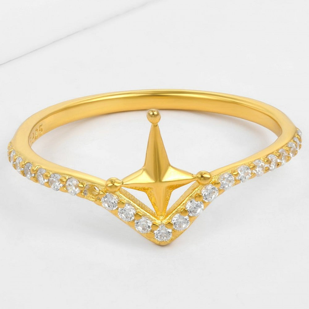 Inel din Aliaj Placat cu Aur cu Cristal Alb Emporia® 1 