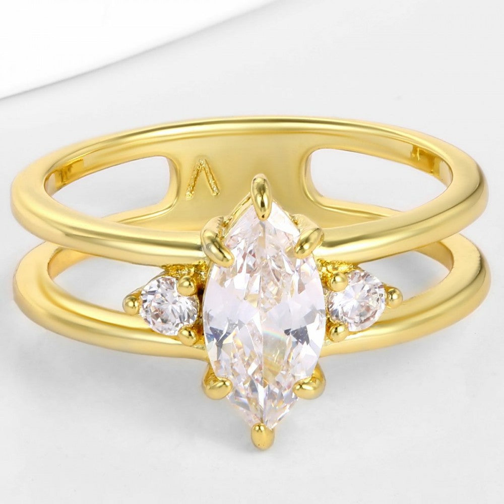 Inel din Aliaj Placat cu Aur cu Cristal Alb Emporia® 1 