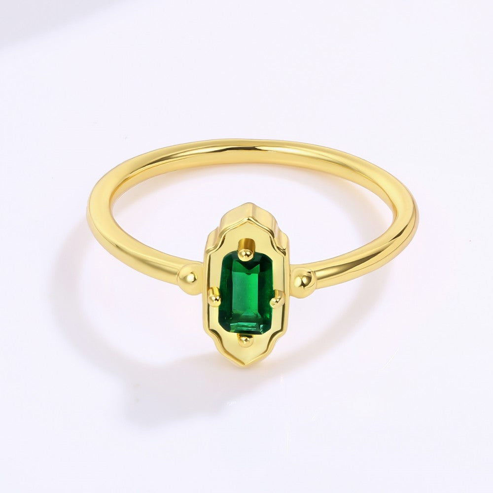 Inel din Aliaj Placat cu Aur cu Cristal Verde Emporia® 1 