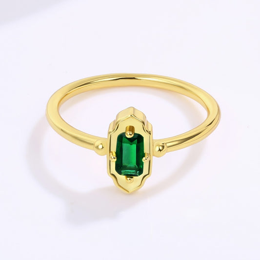 Inel din Aliaj Placat cu Aur cu Cristal Verde Emporia®