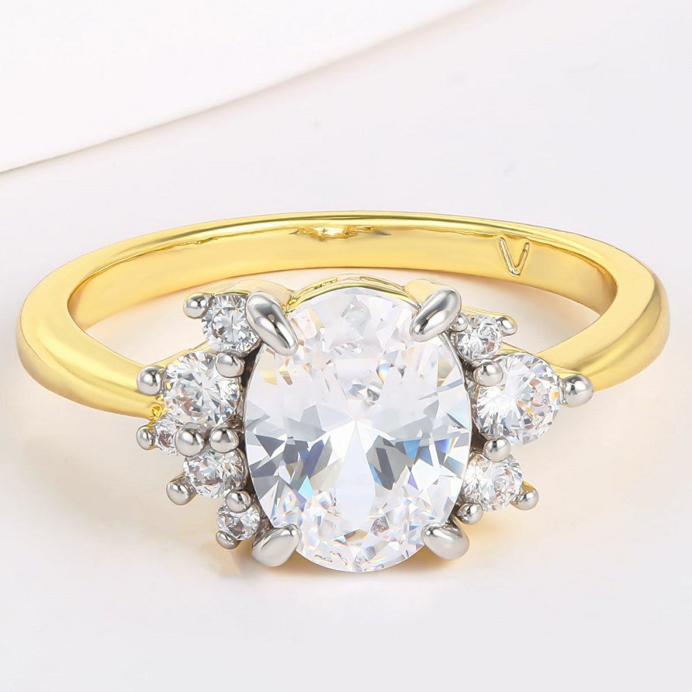 Inel din Aliaj Placat cu Aur cu Cristal Alb Emporia® 1 