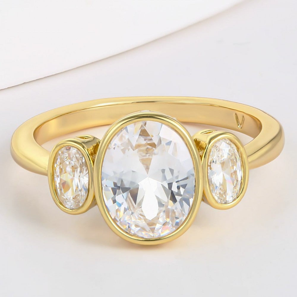 Inel din Aliaj Placat cu Aur cu Cristal Alb Emporia® 1 